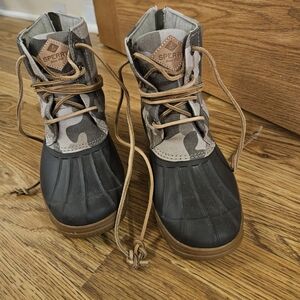 Sperry Women's Camo Topsider Duck Boots Canvas Zip Up Size 7